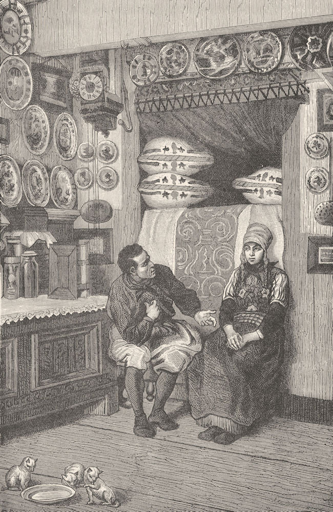 NETHERLANDS. Dutch Interior, Marken island, Zuyder Zee (Zuiderzee) 1893 print